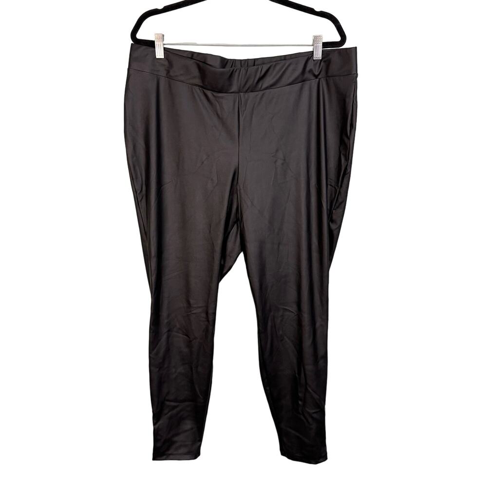 Torrid Faux Leather Leggings 3X Black High Waist Stretch Plus Size Sleek Chic